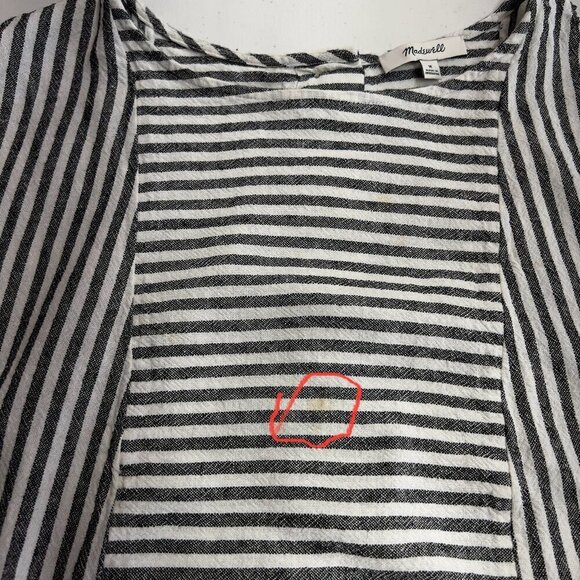 Madewell Stripe Play Button Back Linen Tunic Shift Dress Women's M - Picture 11 of 11